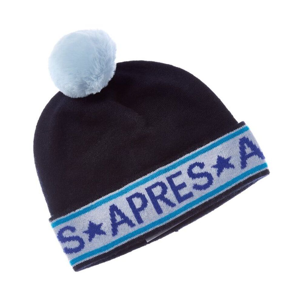 Brodie Cashmere Apres Pom Pom Cashmere Hat, Blue